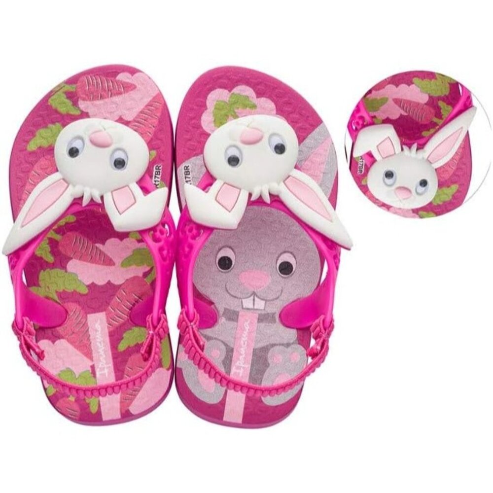 Ipanema Fun Baby Flip Flops (5 Toddler, Pink Bunny)